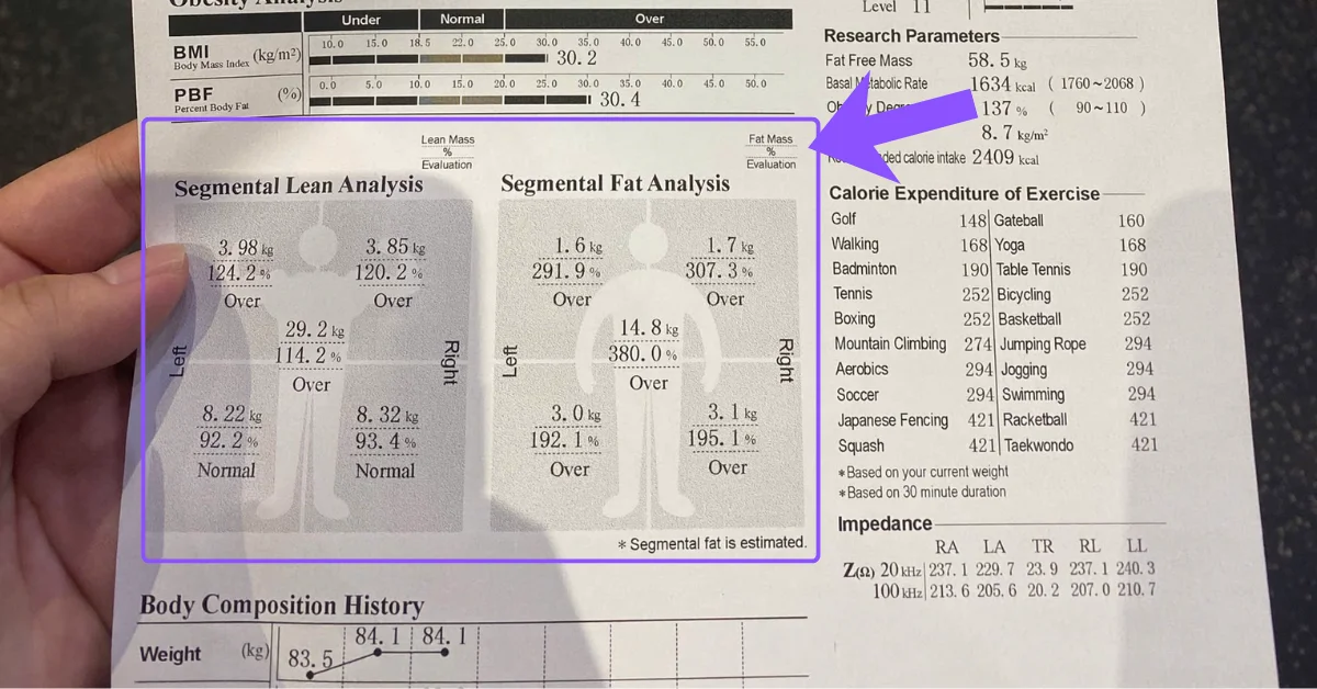 Segmental Analysis gồm: Segmental Lean Analysis và Segmental Fat Analysis